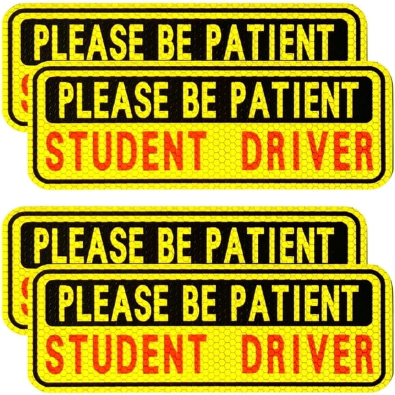 CCOCC 4 PCS Student Driver Magnet for Car, New Driver Magnet for Car, Please Be Patient Funny Magnetic Student Driver,Reusable Movable Reflective Safety Warning Bumper Magnets