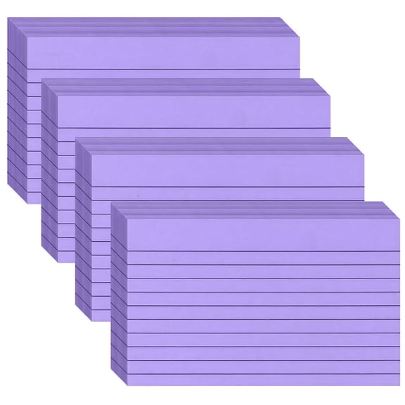 CCOCC 4 Pack 3x5 Inch Purple Index Cards, 200 Count Ruled Flashcards