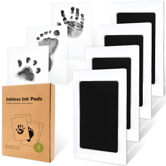 CCOCC 2026 New 4-Pcs Inkless Baby Hand&Footprint Kit-Mess Free Ink Pad for Newborn Keepsake,Dog Nose&Paw Print Kit,Clean Touch Ink Pad for Baby Hand&Footprints,Ideal New Mom Gifts(Jet Black)