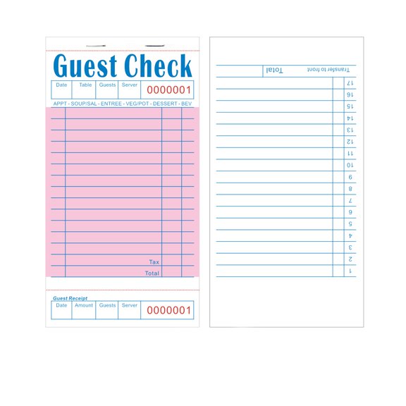 CCOCC 4 Pack Pink Guest Checks Books for Servers Server Note Pads,Waiter Checkbook,Waitress Notepad for Restaurants,Paper Checks 50 Sheets/Pack,200 Total Tickets