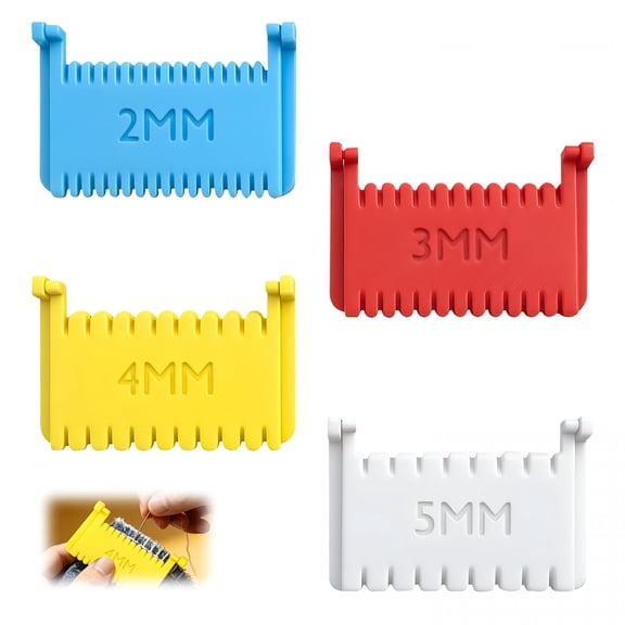 CCOCC 4 Pcs Clip-On Sewing Ruler,Edge Stitch Lock & Sewing Gauge for 4 Sizes,Non-Slip Stitching Guide Tool for Hand Sewing,Embroidery Fabric Patchwork