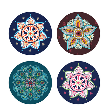 CCOCC 4 Pcs Coasters Anti-slip Flower Coasters for Drinks Quick Drying Silicone Cup Mat Set of 4
