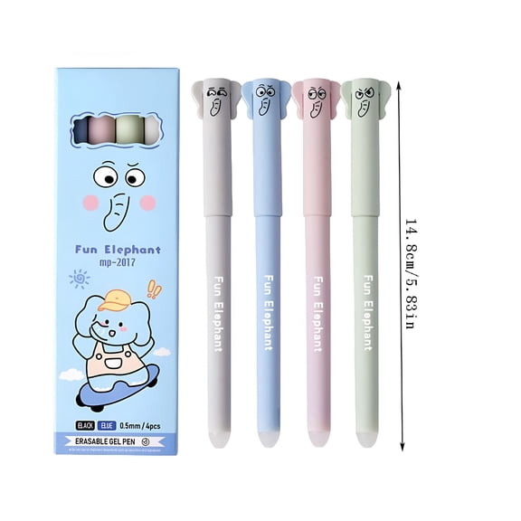 CCOCC 4 Pcs Erasable Gel Pens Cute Retractable Cartoon Bear 0.5mm Black Ink for Office Women 10ml