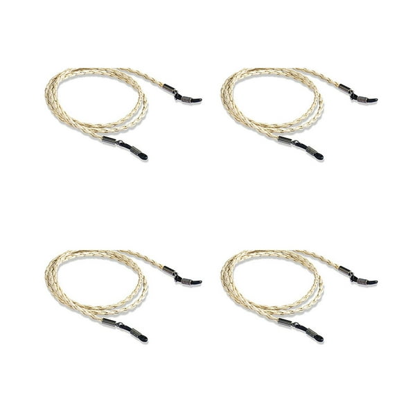 CCOCC 4 Pcs Glasses Strap,Non-Slip PU for Stability Glasses Chain,Adjustable Length to 28" Glasses Holder,White