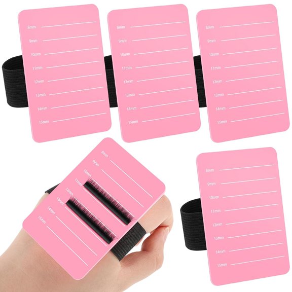 CCOCC 4 Pcs Lash Extension Holder for Hand, Adjustable,8-15 Mm,Pink | Eyelash Pallet Tray with Wrist Strap, Lash Tile Palette, Reusable, Acrylic, 8 Layer, Fits Most Eyelash Strip