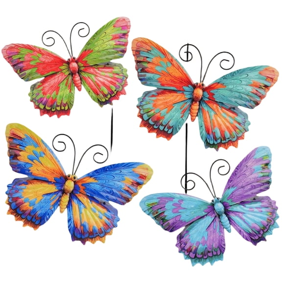 CCOCC 4 Pieces Metal Butterfly Wall Art Decor-7.5" Outdoor Fence Wall Sculpture Decor,Hanging Decoration for Garden Yard Living Room Bedroom Patio Balcony