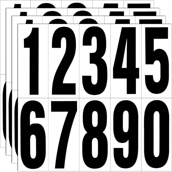 CCOCC 4 Sets 4 Inch Reflective Mailbox Numbers, Waterproof Vinyl Black House Number Decals, Self-Adhesive Signs for Outside
