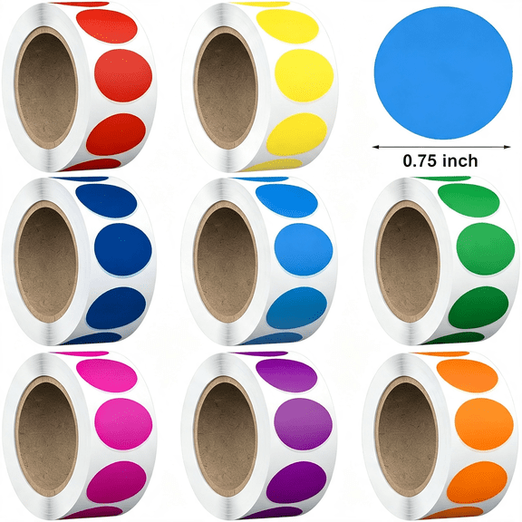 CCOCC 4000 Pcs 3/4 Inch Colored Dot Stickers for Toddlers | 8 Rolls Round Color Coding Labels for Classroom, Teacher, Student, Kids, Garage Sale Pricing & Home Organization