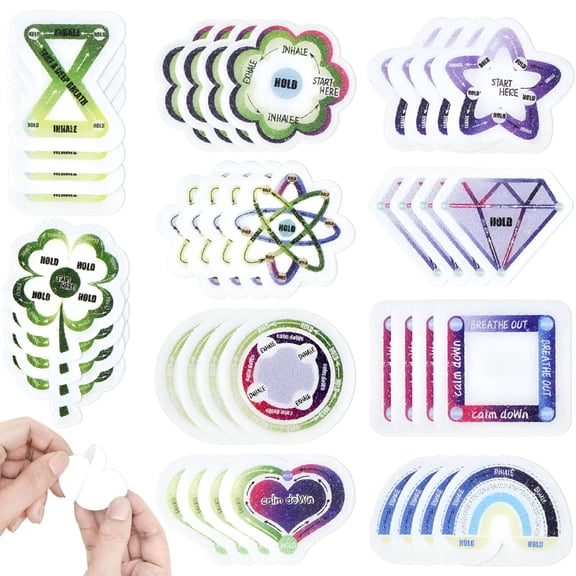 CCOCC 2026 New 40Pcs Calm Stickers Set 10 Styles Reusable Tactile Rough Textured Stickers Anti-Stress Sensory Stickers Creative Assorted Calming Stickers for Classroom Office Library