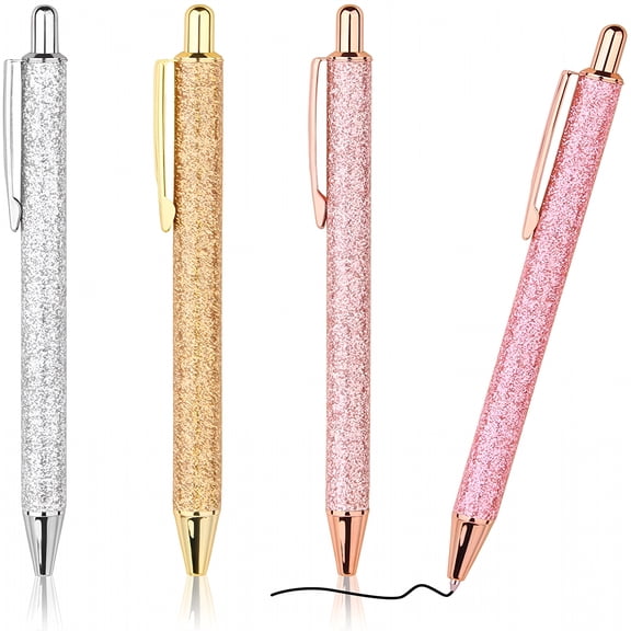 CCOCC 2026 New 4Pcs Ballpoint Pens, Comfortable Writing Pens, Metal Retractable Pretty Journaling Pens, Black Ink Medium Point 1.0 Mm Gift Pens, Cute Pens Office Supplies for Women&Men
