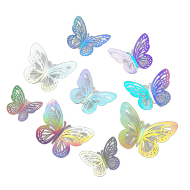 CCOCC 4Pcs Butterfly Wall Decor Three-Dimensional Design Butterfly Decorations Butterfly Cut-Out Design Wall Stickers Colorful Silver