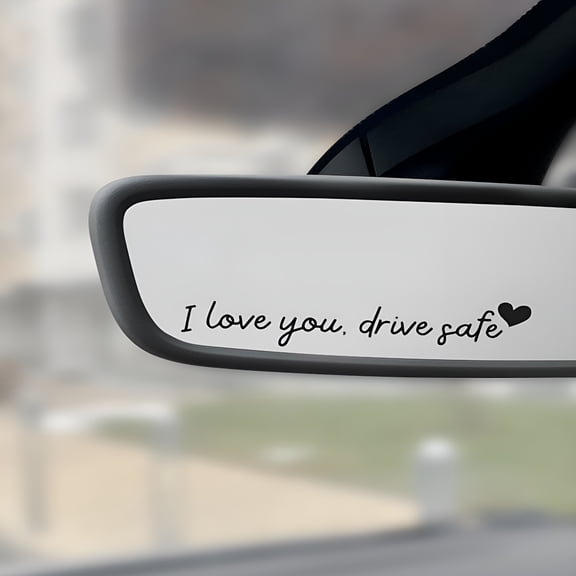 CCOCC 4Pcs Car Stickers,Car Decals,Car Accessories Vinyl Rearview Mirror Decal Decor,Auto Stickers and Decals,Self Affirmations Decal,Cute Auto Decals for Women (Black,I Love You Drive Safe)