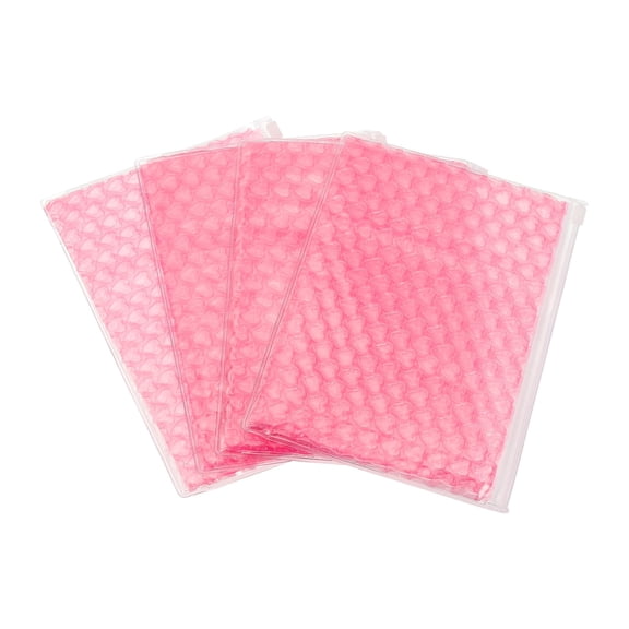 CCOCC 4Pcs Clear Bubble Bags Heart Bubble Wrapping Pouches Zipper Packing Cushioning Bag(6 X 9 Inch) - Lightweight & Economic, for Mailing Shipping Packaging Storage, Rose Red