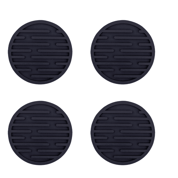 CCOCC 4Pcs Coasters,Heat-Resistant and Non-Slip Drink Coasters,Wide Temperature Range Silicone Coasters,Black