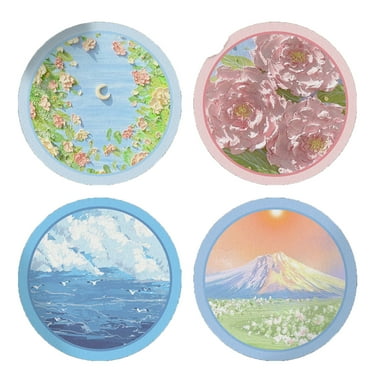 CCOCC 4Pcs Coasters,Wear-Resistant and Scratch-Proof Drink Coasters,Non-Slip Base Design Coffee Mat,Style 3