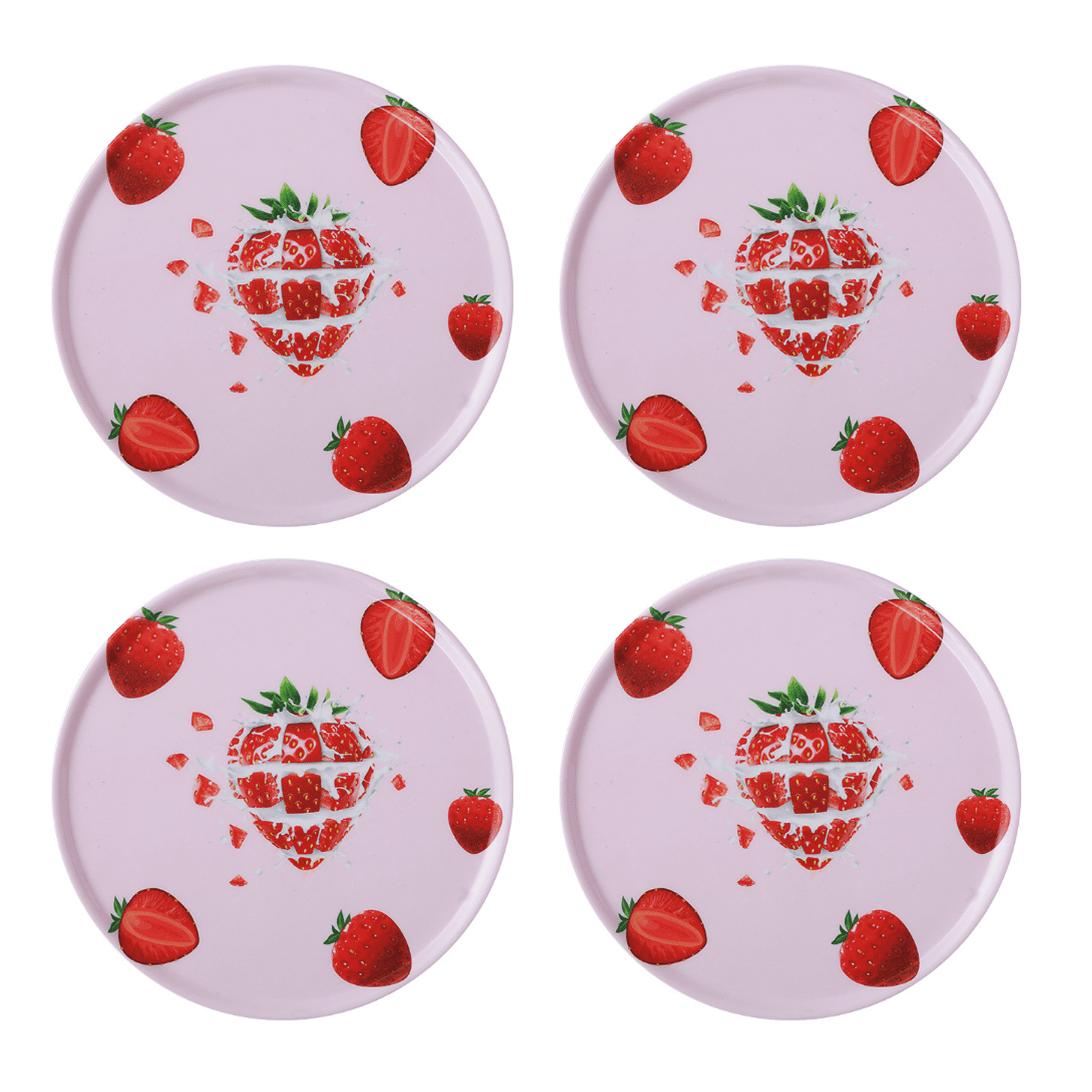 CCOCC 4Pcs Coasters,with Strawberry Design Melamine Material Drink ...