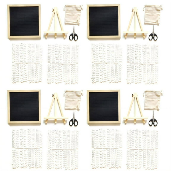 CCOCC 4Pcs Cork Board,Creative Words Letter Board,Fun Display Wall Pack,Black,9.8*9.8in