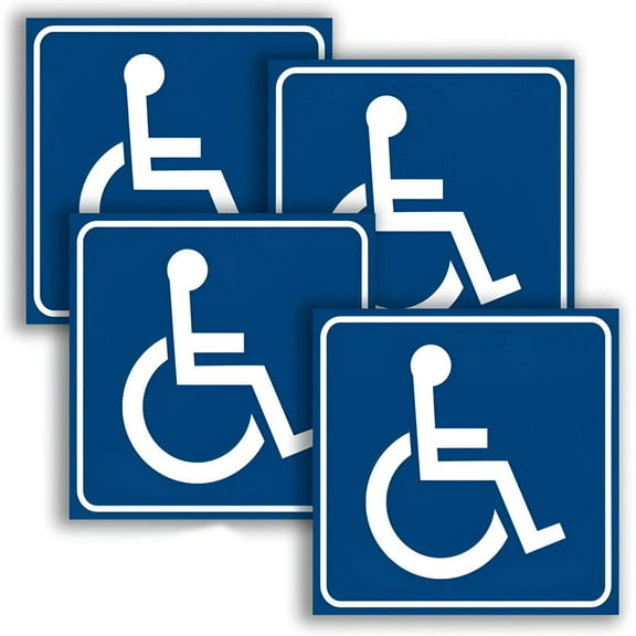 CCOCC 4Pcs Disability Handicap Sign Emblems Stickers,Waterproof Design Disabled Wheelchair,Outdoor Environments Self Adhesive Decals,Blue