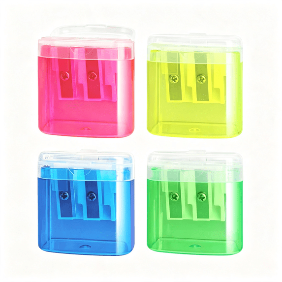 CCOCC 4Pcs Handheld Pencil Sharpeners with Lid,Multicolor Dual Hole ...