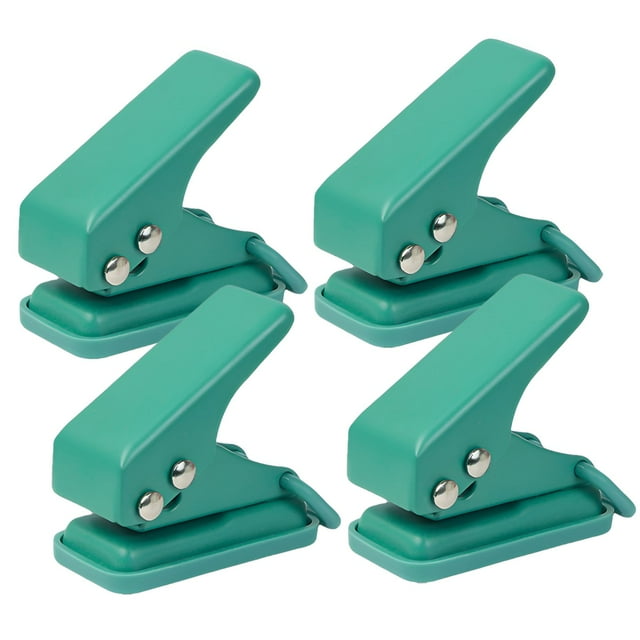 CCOCC 4Pcs Hole Punch,Green and Safe Composition Hole Puncher for Crafts,Responsive Padding Collision Easing Single Hole Punch,Green