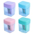 thumbnail image 1 of CCOCC 4Pcs Pencil Sharpener Manual,Manual Model Pencil Sharpener with Cover,Single Hole Flip Lid Bucket Design Pencil Sharpener,Mix, 1 of 7