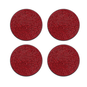 CCOCC 4Pcs RED Car Coasters,Luxury Rhinestone Car Cup Holder Coaster,Eye-Catching Sparkle Car Cup Coasters
