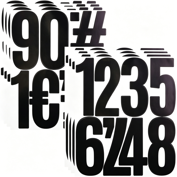 CCOCC 5 Inch Vinyl Number Stickers,88 Pieces Self-Adhesive Large Numbers 0-9 and Punctuation Sticker for Mailbox,House Nummber,Inventory Classification and Marks,8 Sheets Black