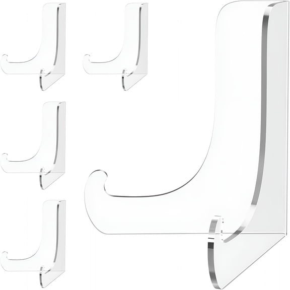 CCOCC 5 Pack Acrylic Display Stand,Plate Stand for Display,Clear Easel Stand,Display Holder for Card,Frame,Picture,Magazine,Book,Cd,Phone (Small/ 3 Inch)