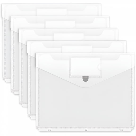 CCOCC 5 Pack Binder Pocket,Super Heavyweight Poly Binder Pocket with Tight Closure,Binder Folders Side Loading,3 Ring Binder Pocket,Binder Dividers with Pockets,Letter Size,Clear