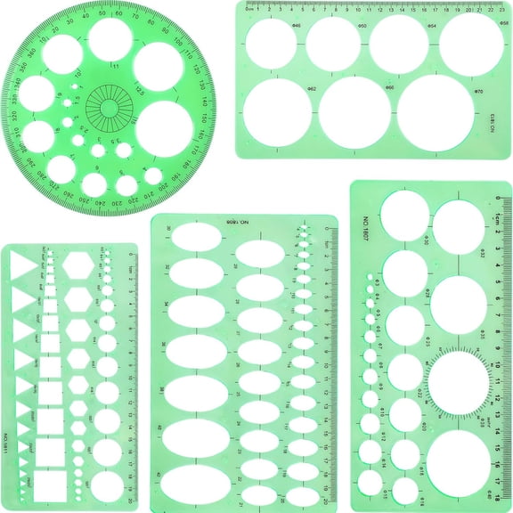 CCOCC 5 Pack Circle Template Circle Round Stencil Templates for Drafting Drawing Stencils Drafting Tools for Office and School Building Formwork Drawings Templates, Large and Small Size