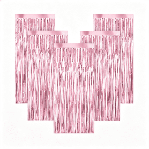 CCOCC 5 Pack Pink Streamers Fringe Backdrop 3.3 X 6.6 Ft Pink Backdrop Curtain for Birthday Bachelorette Graduation Baby Shower Gender Reveal Pink Party Decorations for Girls
