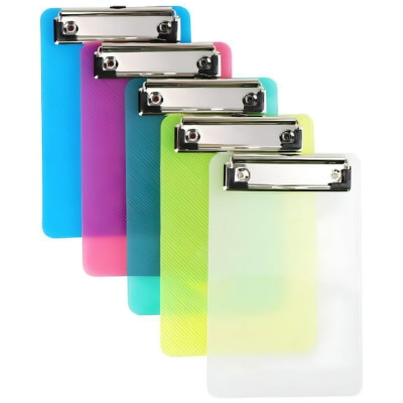 CCOCC 5-Pack Small Clipboards 5 x 7 Inch, Transparent PP Mini Clipboard Half Letter Memo Size, Portable Writing Pad Document Holder for Office Classroom Restaurant and Home Organization