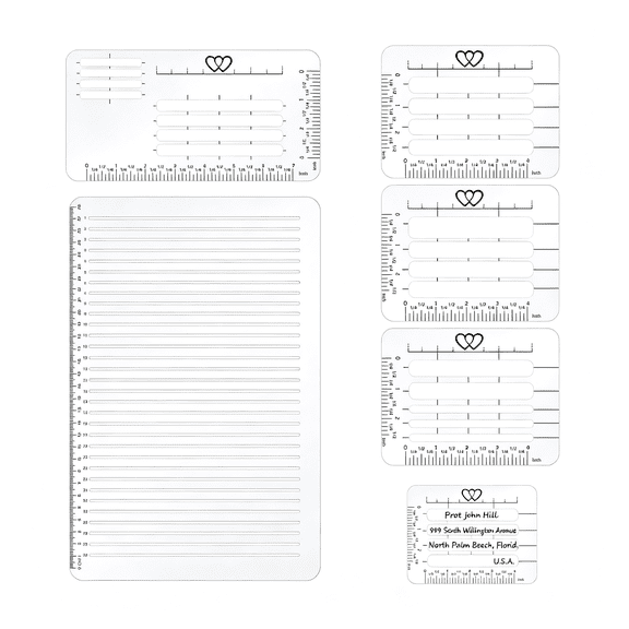 CCOCC 5 Pack Straight Line Stencil for Journaling,Stencil Templates Set|11" Envelope Addressing Guide Scale Spacing Line Ruler Guide for Card Paper Journal Lettering Writing