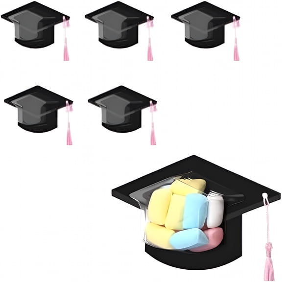 CCOCC 5-Piece Graduation Cap Candy Cards Candy Dome Greeting Card Gift with Tassel Chocolate Box for Friend Students Teachers School Party Favors Graduation Gifts Supplies
