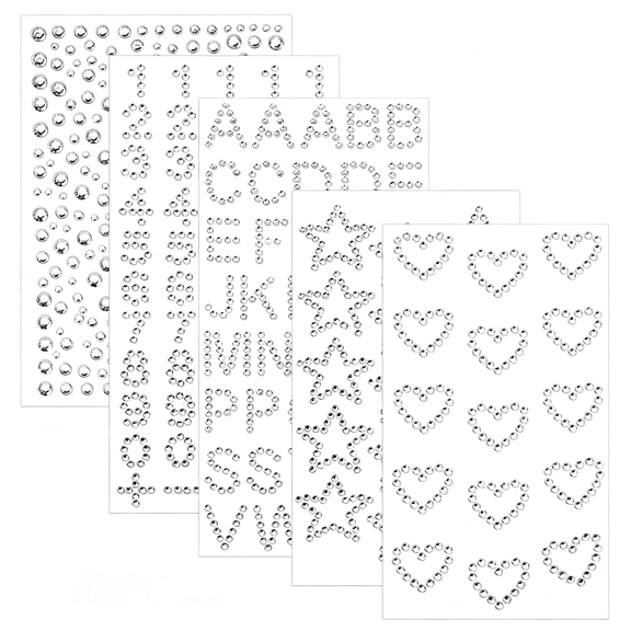 CCOCC 5 Sheets Rhinestone Stickers Star Alphabet Glitter Letter Stickers Self Adhesive Stick on Shiny Sticker Hair Face Gems Jewels with Tweezer for Face Makeup Body Nail Craft