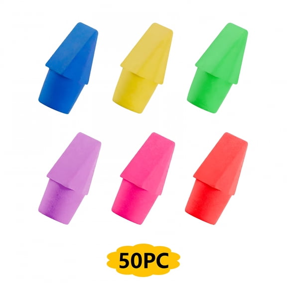 CCOCC 50-Pack Pencil Cap Erasers, Replacement Silicone Tip Covers for Supplies, Teenagers Homework Correction Tool, Non-Toxic