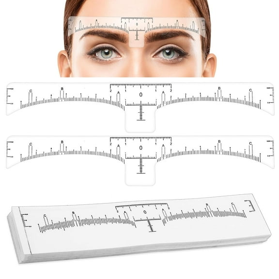 CCOCC 50 Pcs Eyebrow Ruler Stencils-Disposable Brow Ruler Sticker,Microblading Eyebrow Template,Brow Measuring Shaper Tool,Eyebrow Mapping Makeup Tool