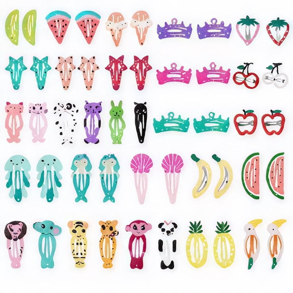CCOCC 50 Pcs Hair Bows,Playful Patterns Hair Accessories for Girls,Sturdy Clips Special Occasions Hair Jewelry,Style5