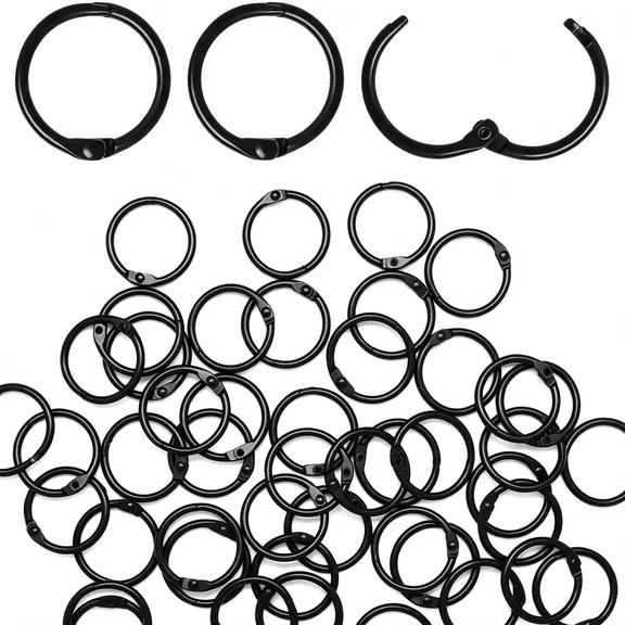 CCOCC 50 Pcs Loose Leaf Binder Rings 1 Inch, Black Book Rings for Paper, Metal Ring for Index Cards, Index Card Ring for School Office 50Pcs Metal Binder Rings 1 Inch