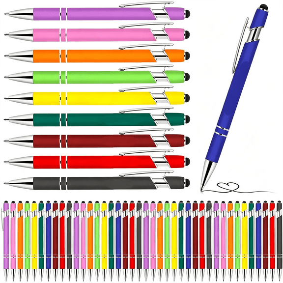CCOCC 50 Pcs Motivational Bulk Pens with Stylus Tip Gifts Black Ink|Inspirational Ballpoint Ink Pen Gifts for Teacher Students Coworkers Women Office Supplies