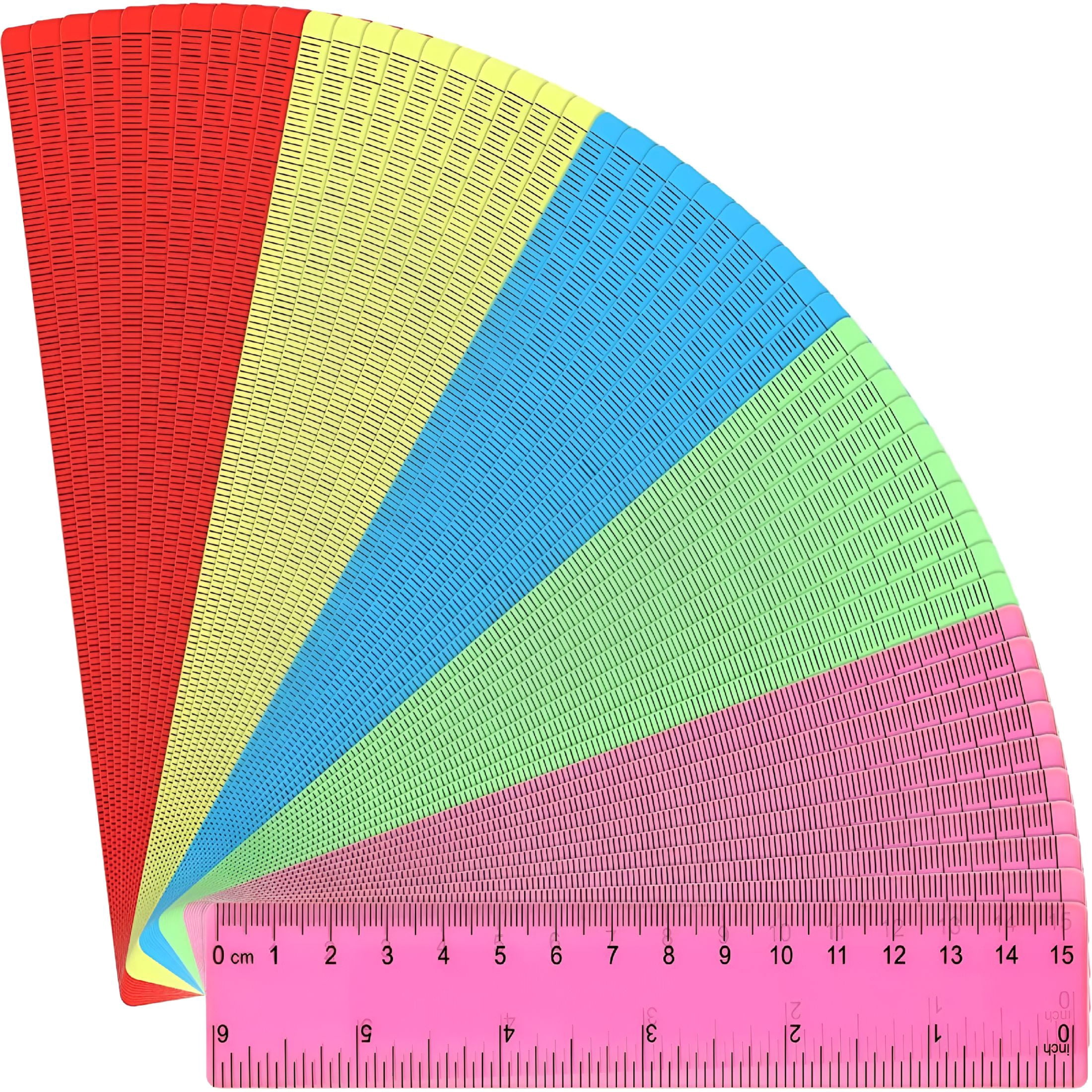 6 Inch Food Service Ruler CCOCC 50 Pieces 6 Inch Multicolor Transparent Plastic Rulers Inch ...