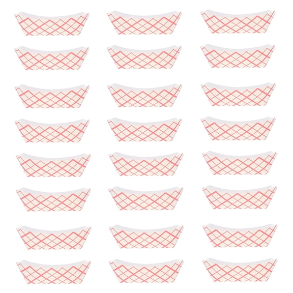 CCOCC 50 Red & White Grease Resistant Paper Trays for Snacks (5.59X4.8X1.57Inches)