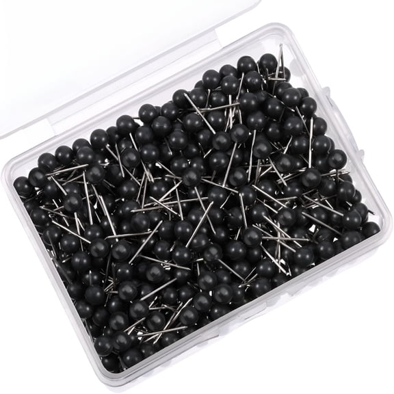 CCOCC 500 Pack Map Push Pins Map Tacks Small Size black thumb tacks thumb tacks for wall (Black, 1/8 Inch)