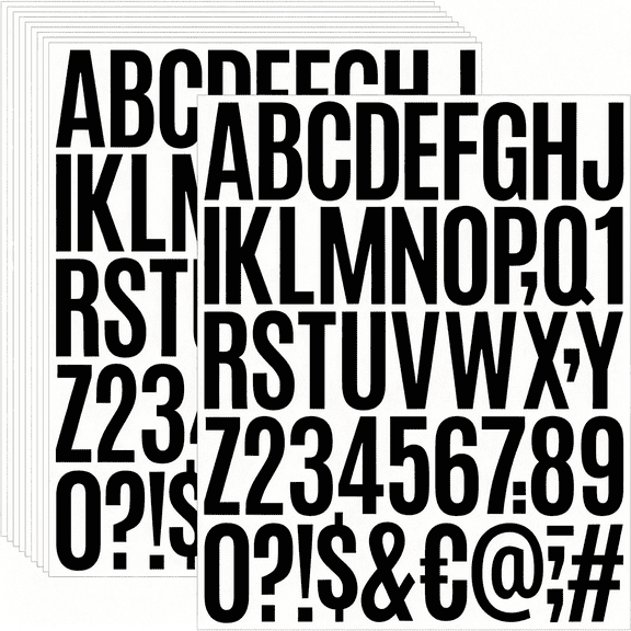 CCOCC 500 Pcs 2 Inch Vinyl Waterproof Letter Stickers,10 Sheets Self-Adhesive Alphabet Number Stickers for Mailbox,Signs,Window,Door,Address Number (Black,2 Inch)