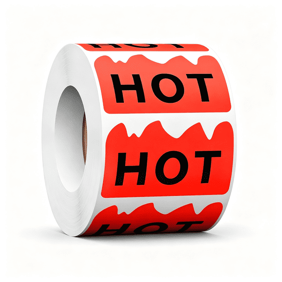CCOCC 500 Pcs 2"X1.2" Rave Hot Stickers for Festival Rave Party | Fluorescent Red Hot Flame Fire Shape Labels Marking Popular Items for Supermarkets Stores Shops Restaurants Spicy Food
