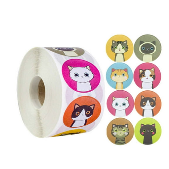 CCOCC 500 Pcs Cat Stickers Cute Cat Kitten Stickers 1 Inch Kawaii Cat Sticker Lovely Stationery Sticker DIY Decorative Scrapbook Journal