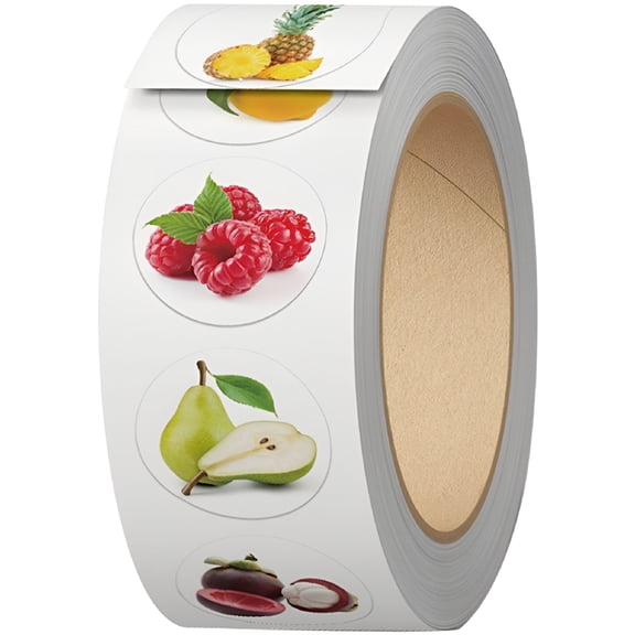 CCOCC 500 Pcs Cute Fruit Stickers Colorful Portable Paper Stickers Adorable Party Favor Sticker Roll Decals For Wrapping Baking