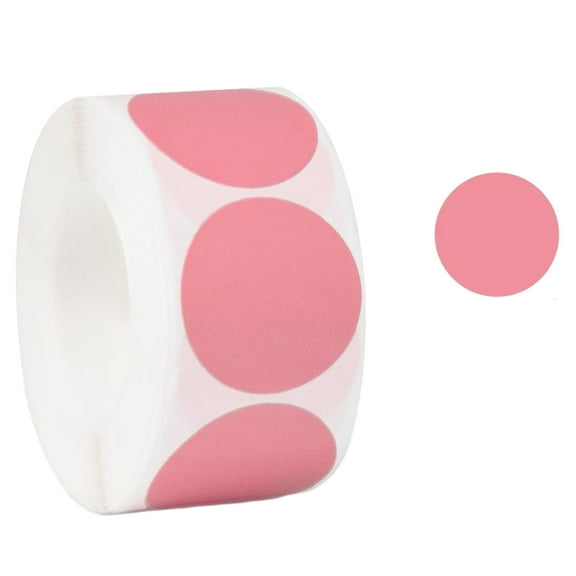 CCOCC 500 Pcs Dot Stickers Round Colored Dot Stickers Removable Adhesive Label Stickers for Family Office and Study Pink 1"