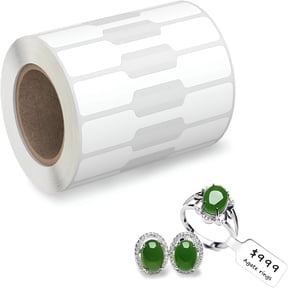 CCOCC 500 Pcs Jewelry Tags Roll for Necklace Earring Price Identify,Rectangle Shape Self Adhesive White Blank Jewelry Stickers Labels for Bracelet,Ring,Clothing Display