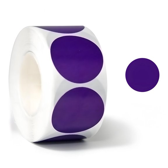 CCOCC 500 Pcs Purple Round Dot Stickers, 1 Inch Removable Adhesive Label Dots, Color Coding Tabs for Family, Office, and Study